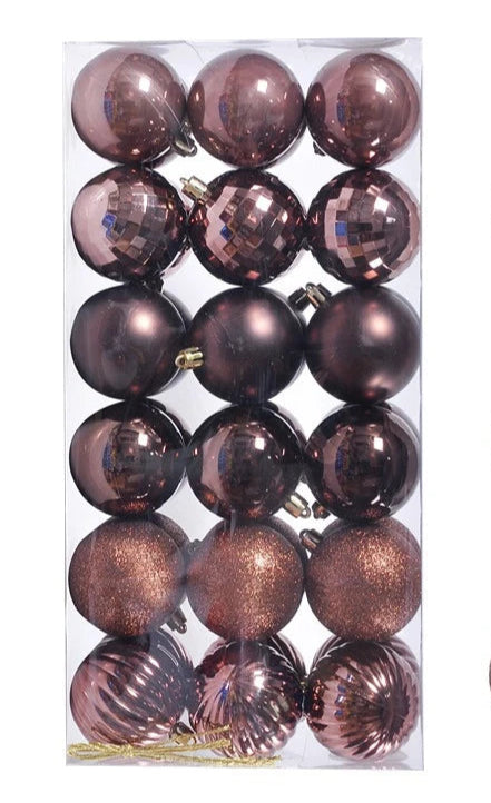 Boules de Noël Petit Format Marron Pack de 36