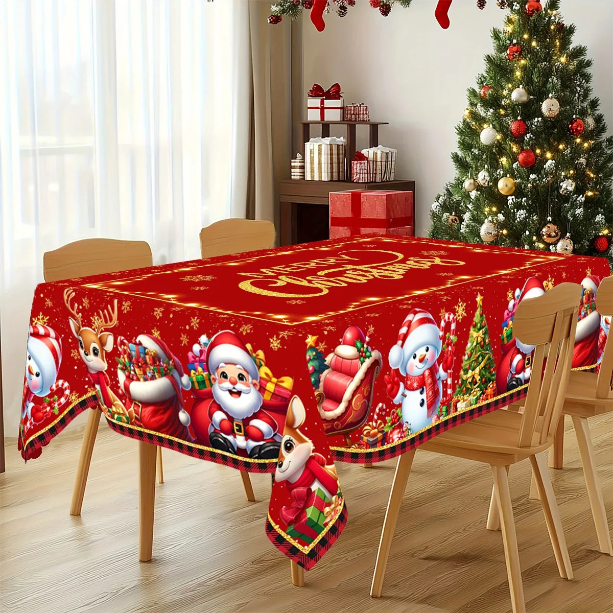 Nappe de Noël Rectangulaire 140x180cm "Merry Christmas"