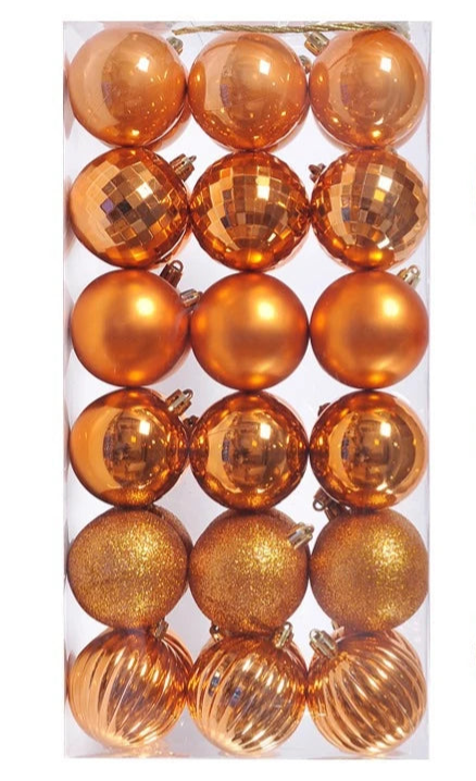 Boules de Noël Petit Format Orange Pack de 36