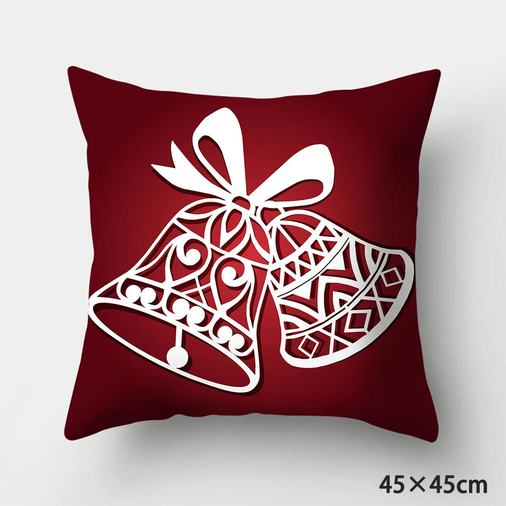 Housse de Coussin de Noël Rouge Motif Cloche