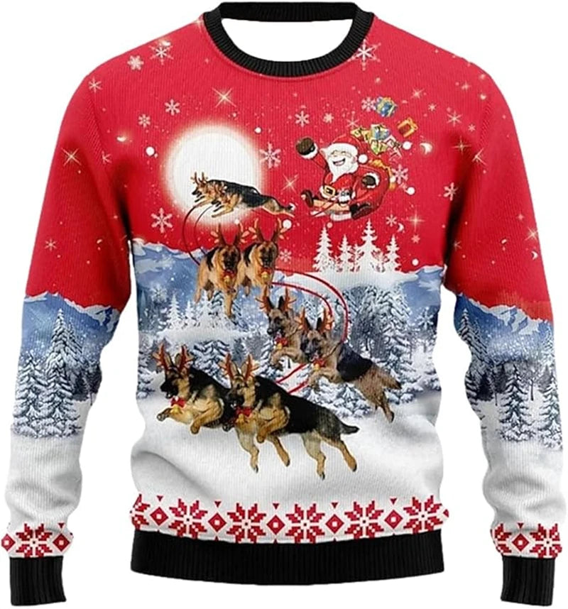 Pull de Noël Chiens Rennes et Traineau