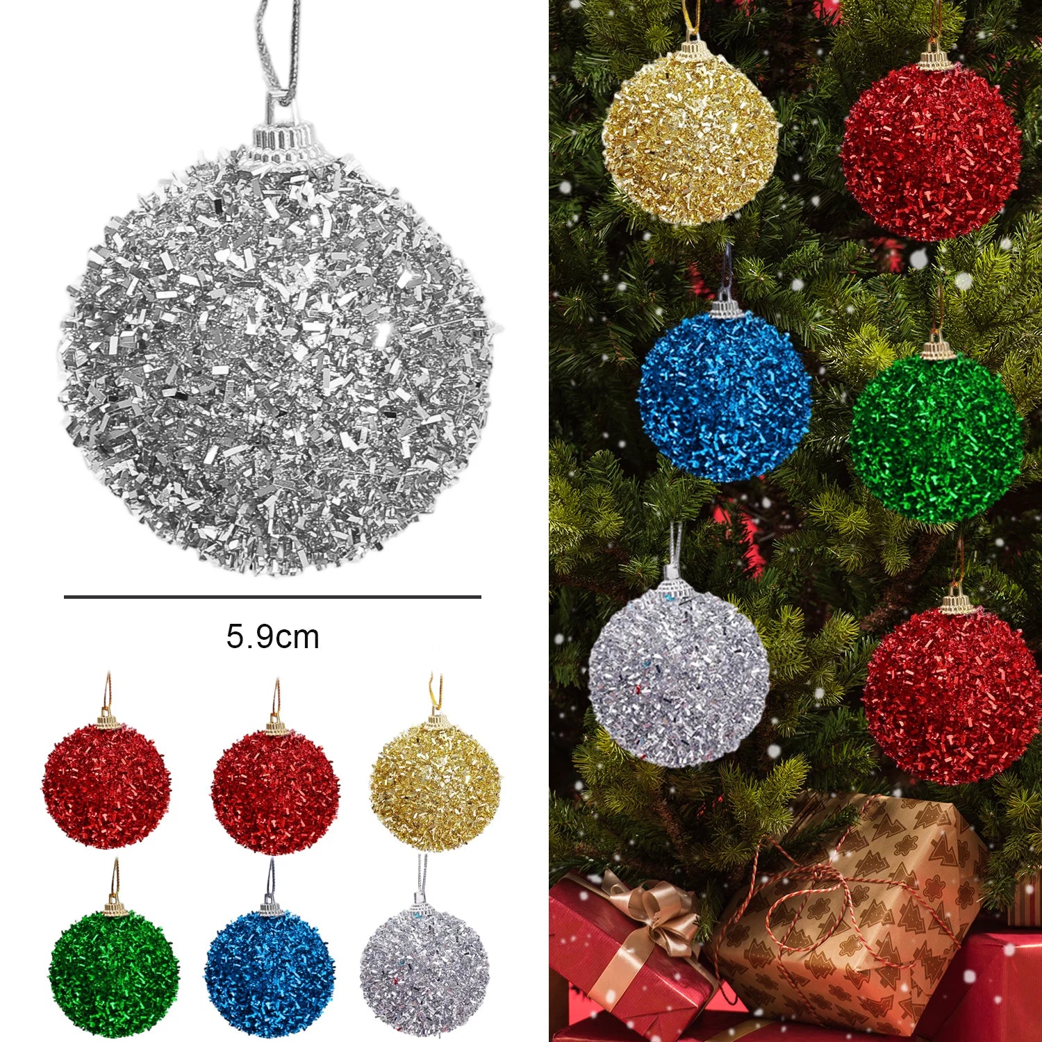 Boules de Noël en Mousse Scintillante 5 Couleurs