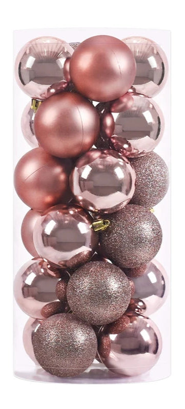 Boules de Noël Petit Format Rose Doré Pack de 24