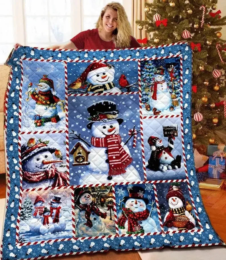 Couverture Motif Patchwork Bonhomme de Neige 2