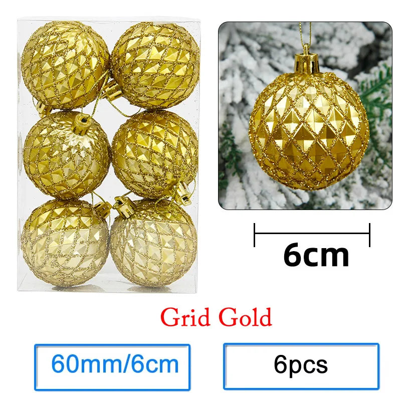 Boules de Noël Doré Motif Grille Pailleté