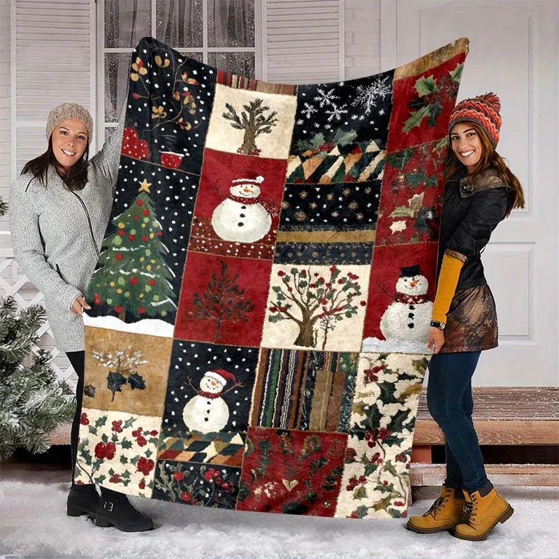 Couverture Motif Patchwork Noël