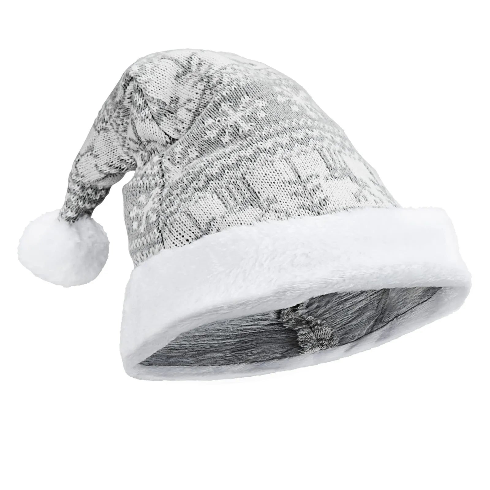 Bonnet de Noël Mailles Fines Gris