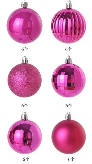 Boules de Noël Petit Format Rose Foncé Pack de 36