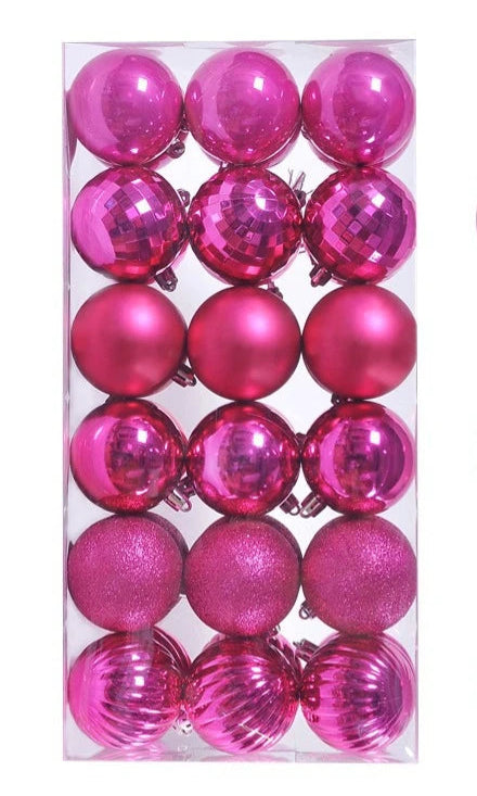 Boules de Noël Petit Format Rose Foncé Pack de 36