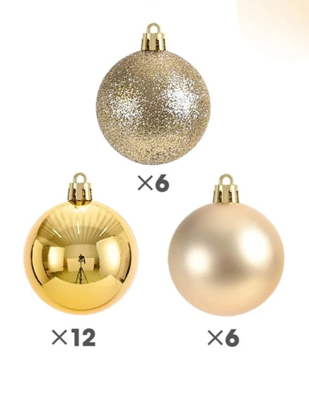 Boules de Noël Petit Format Doré Pack de 24
