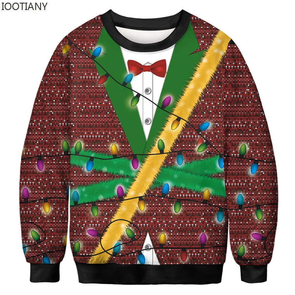 Pull de Noël Faux Costume Kitch avec Guirlandes