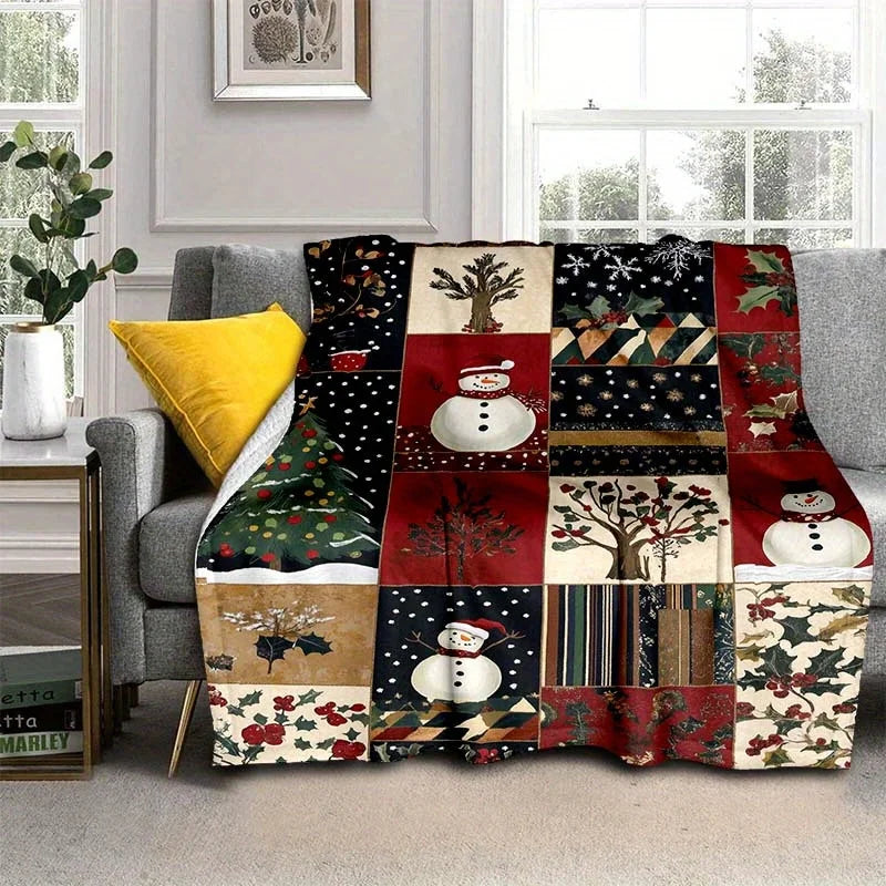 Couverture Motif Patchwork Noël