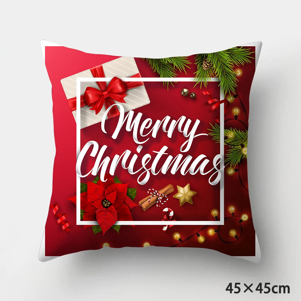 Housse de Coussin Rouge Motif Noël