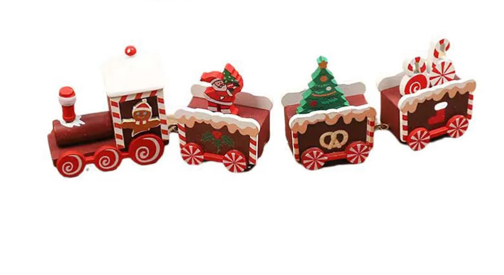 Petit Train de Noël en Bois Motif Gateau