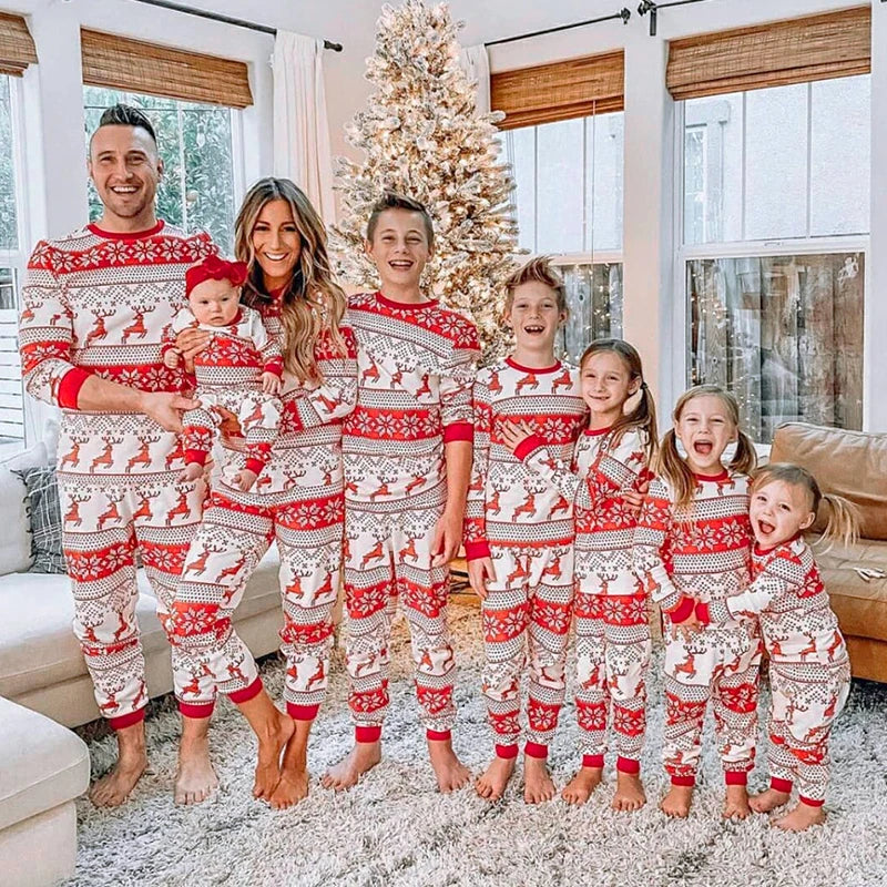 Pyjamas motif assorti Famille Blanc
