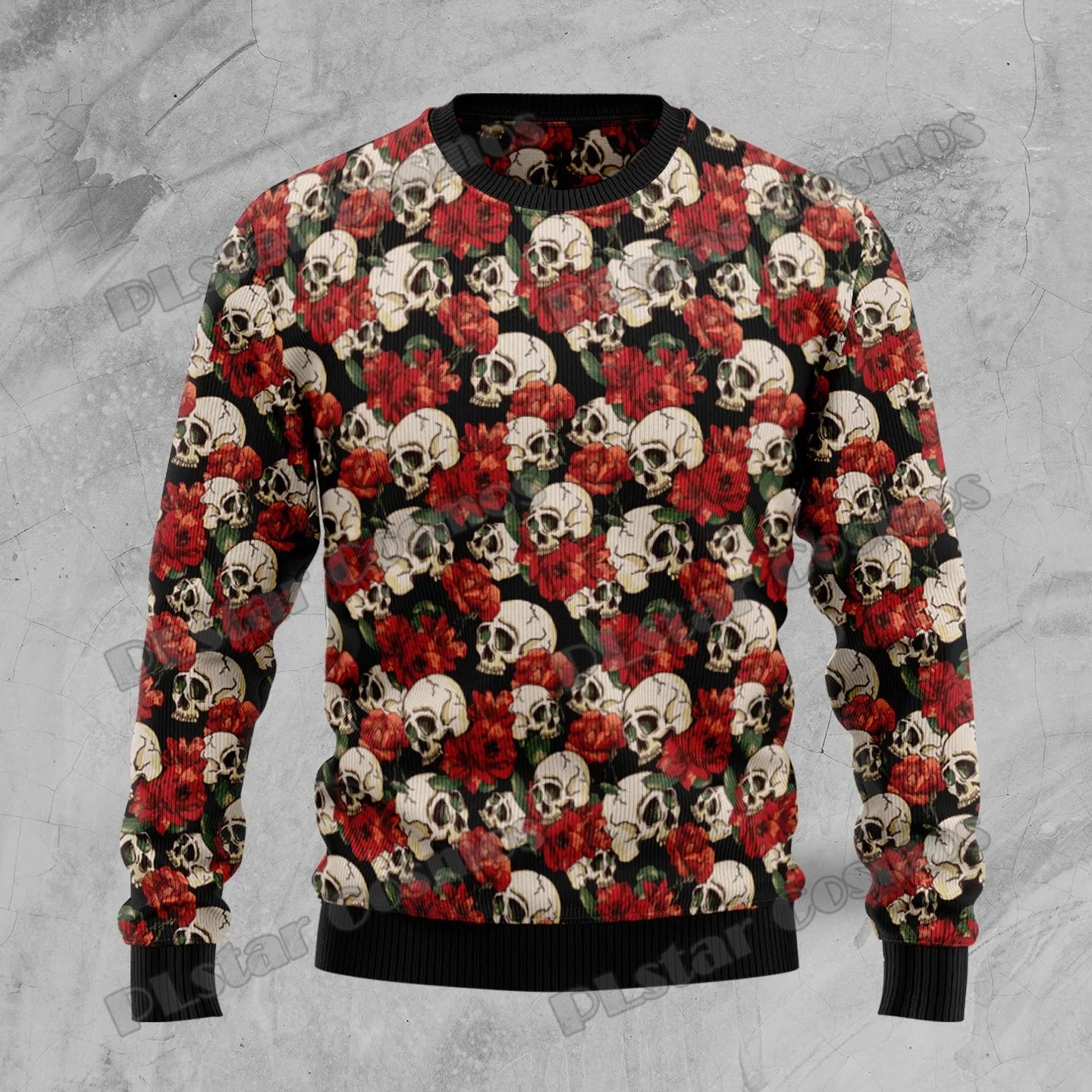 Pull de Noël Petits Crânes et Roses