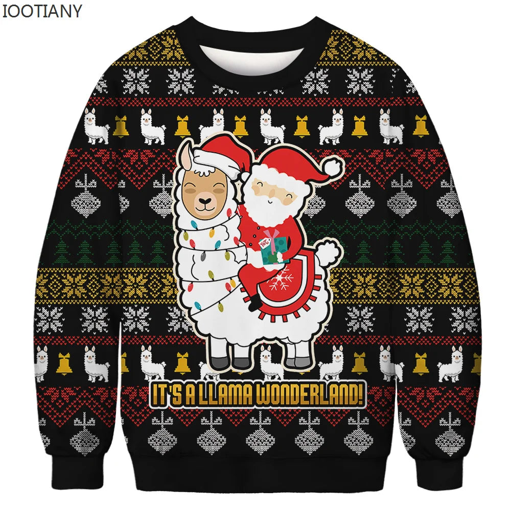 Pull de Noël du Père Noël qui Chevauche un Lama