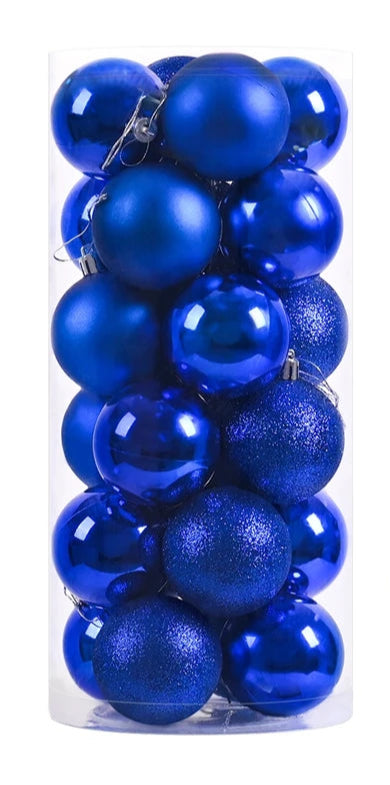Boules de Noël Petit Format Bleu Marine Pack de 24