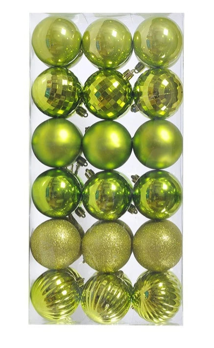 Boules de Noël Petit Format Vert Pomme Pack de 36