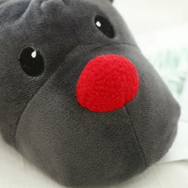 Pantoufles Peluche Renne Gris
