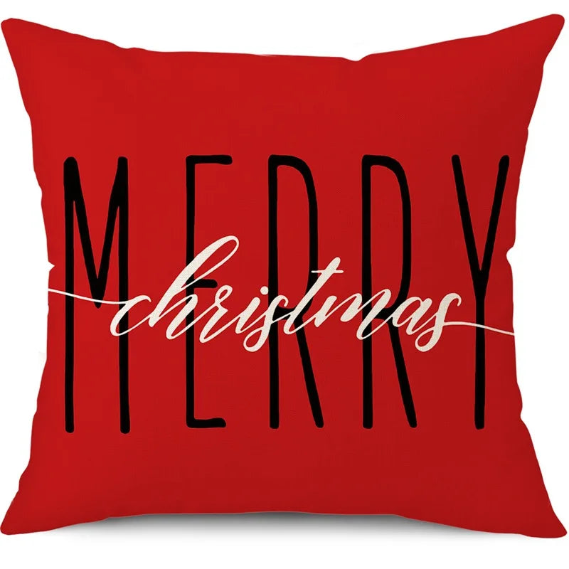 Housse de Coussin de Noël Motif Merry Christmas