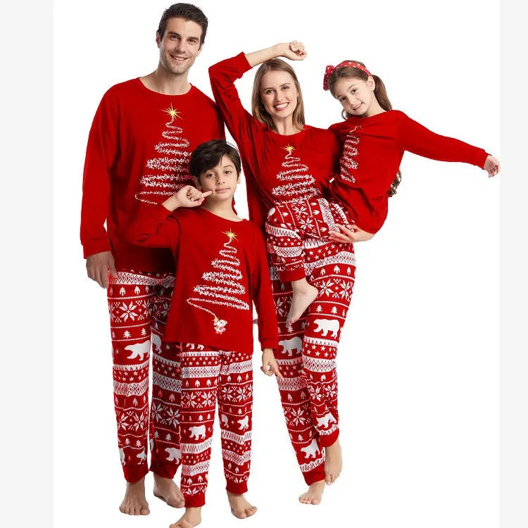 Ensemble Famille Pyjamas de Noël Rouge