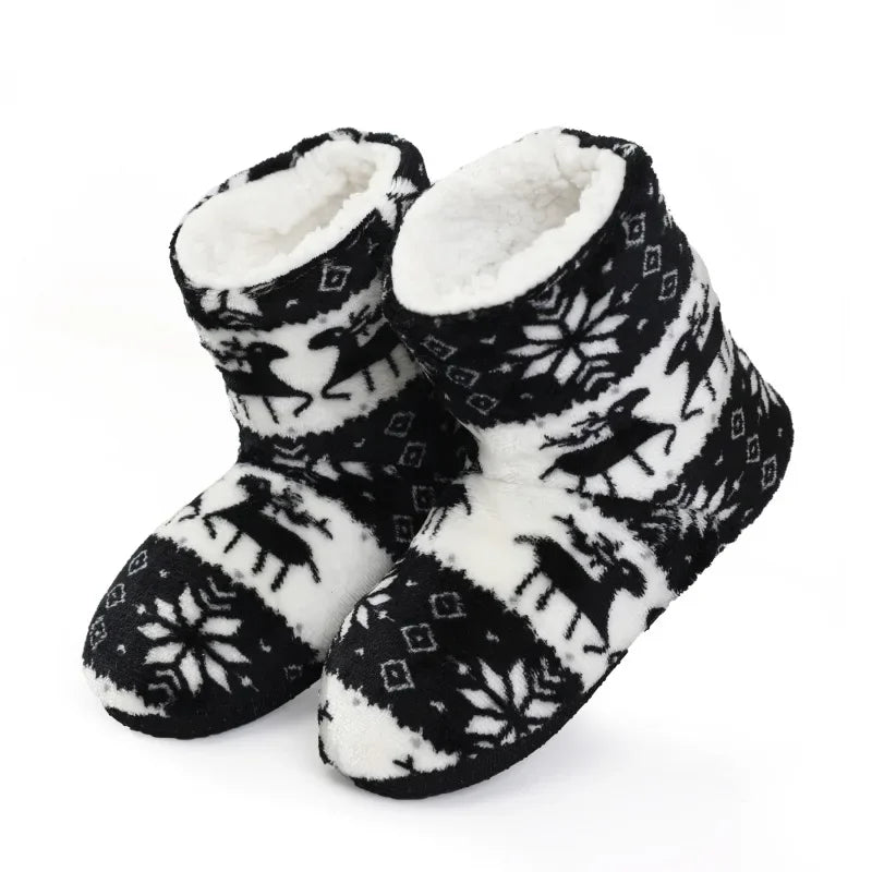 Pantoufles Fourrures Motifs de Noël pour Femmes