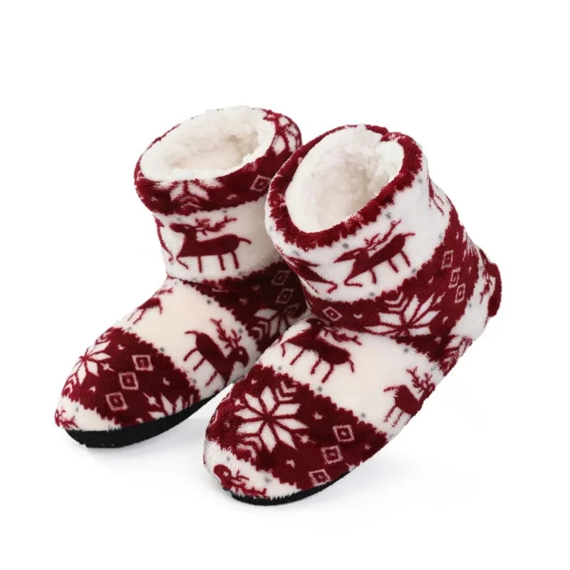 Pantoufles Fourrures Motifs de Noël pour Femmes