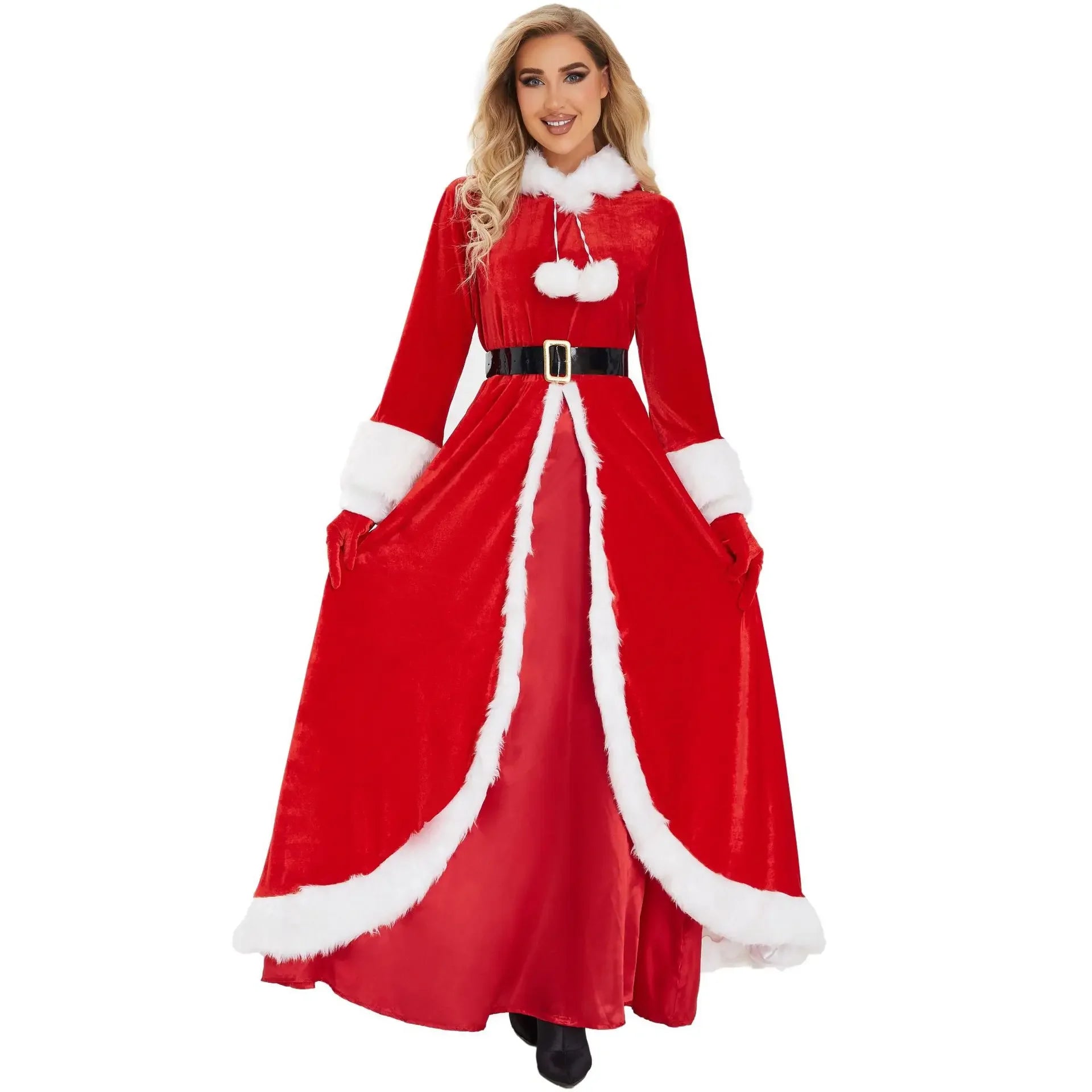 Costume Mère Noël simple avec Pompon