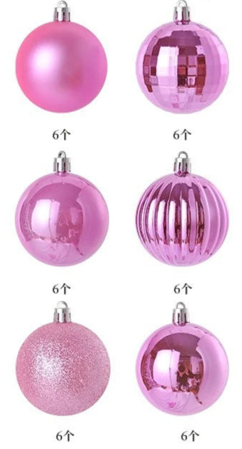 Boules de Noël Petit Format Rose Pack de 36