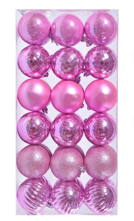 Boules de Noël Petit Format Rose Pack de 36