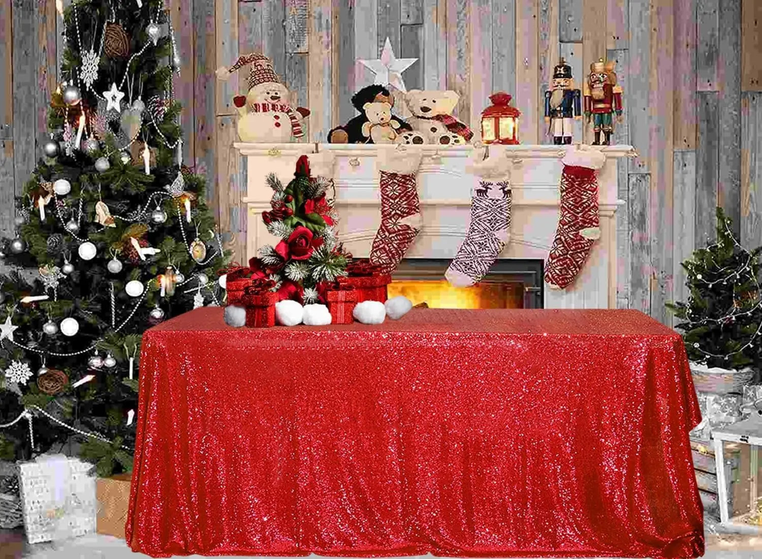 Nappe scintillante rouge en sequins