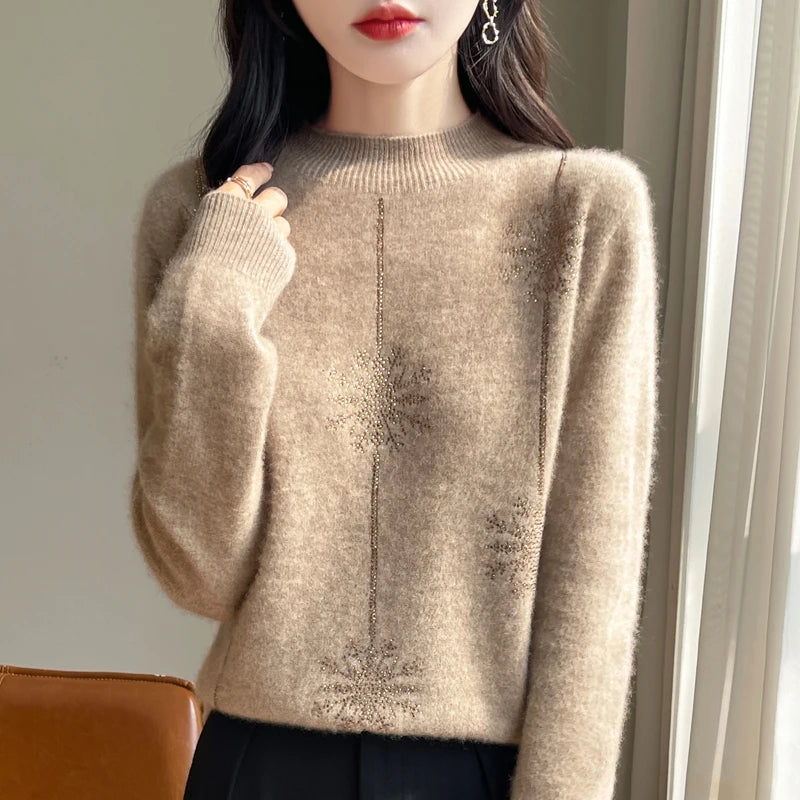 Pull de Noël en Laine pour Femme Motif Gros Flocon