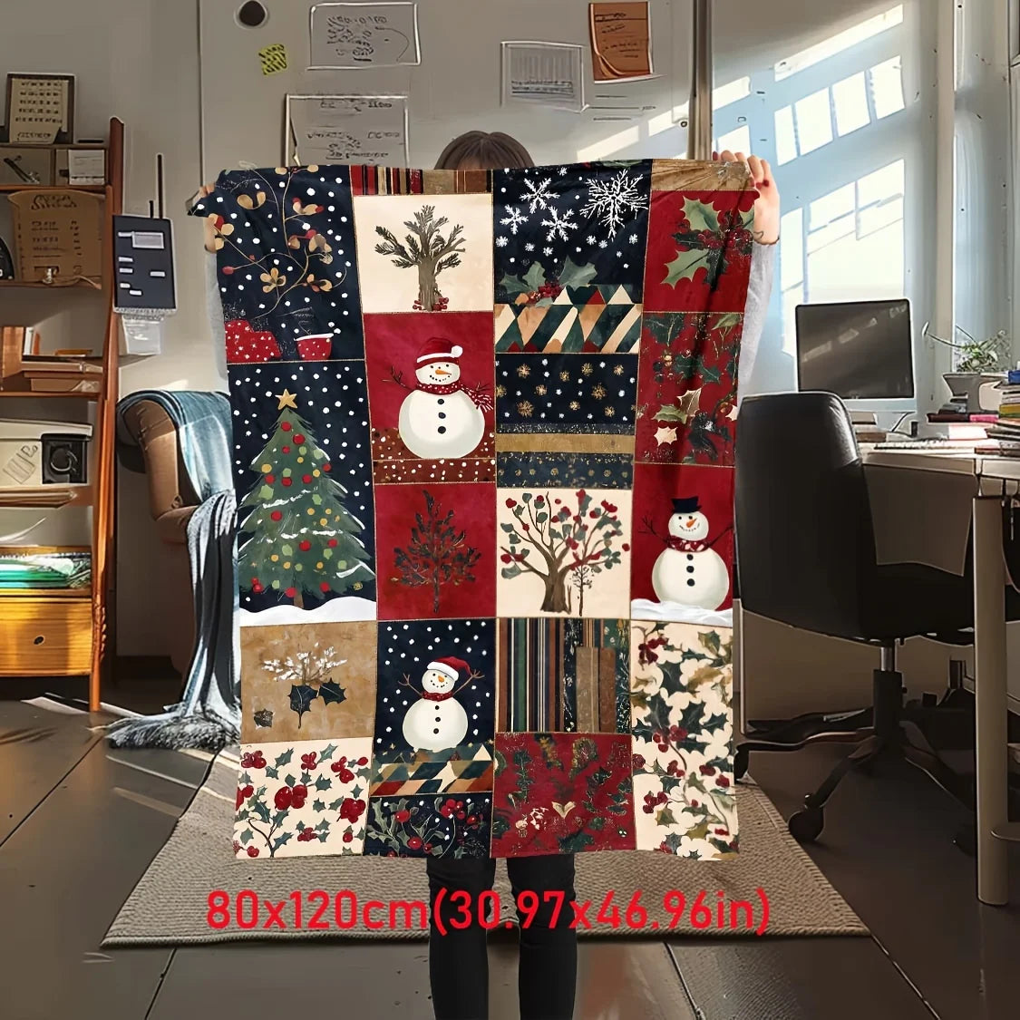 Couverture Motif Patchwork Noël