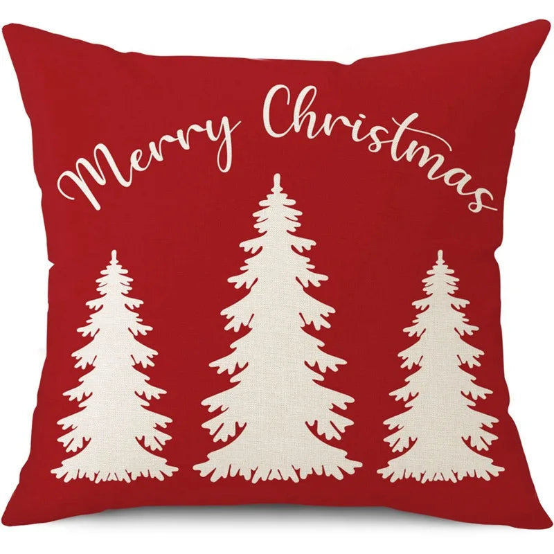 Housse de Coussin de Noël "Merry Christmas" Sapin
