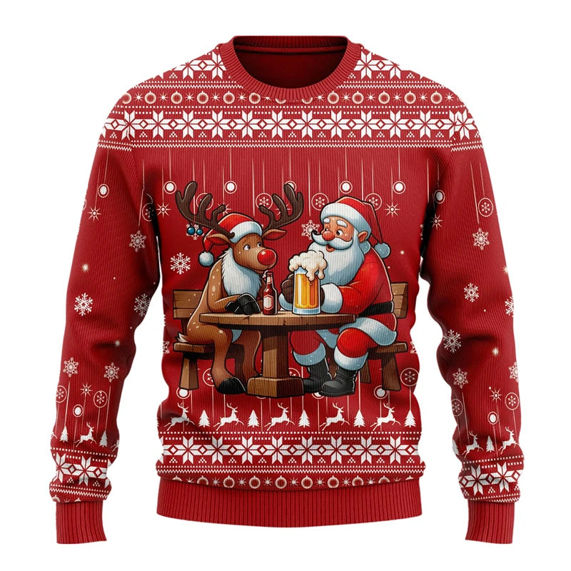 Pull de Noël Père Noël Bière et Renne