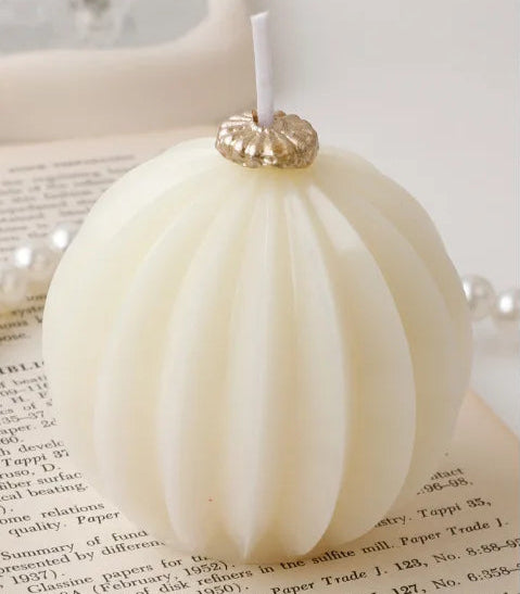 Bougie Boule de Noël Blanche Striée