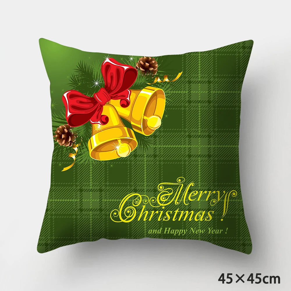 Housse de Coussin Vert Motif Cloches