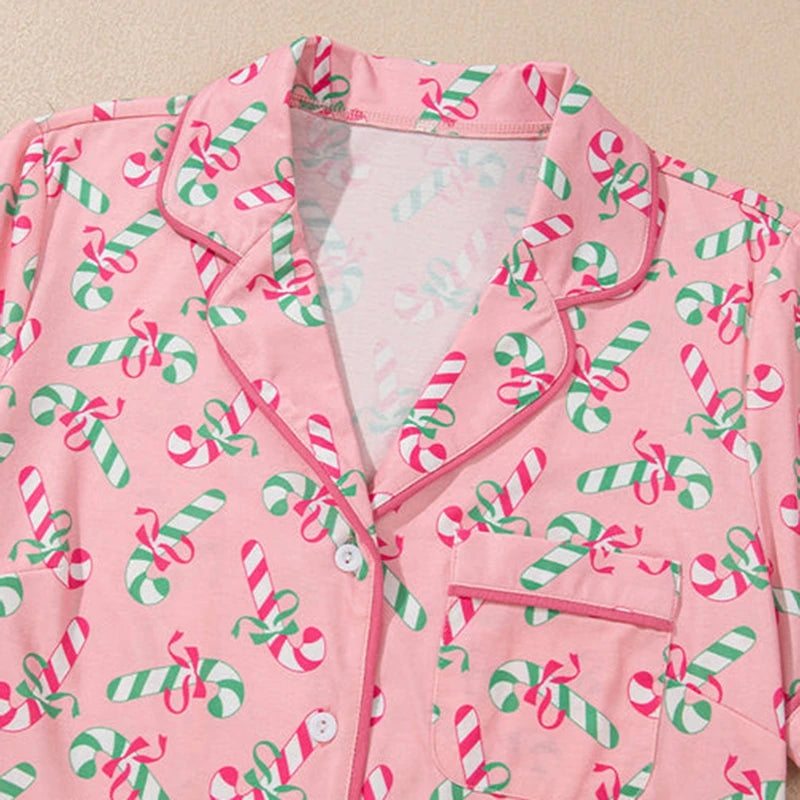 Pyjama pour Femme Rose motifs de Noël Sucre d'Orge