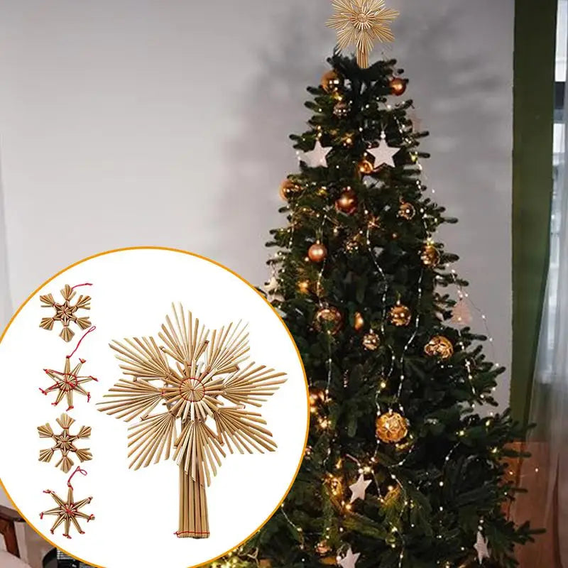 Cimier de Sapin en Paille Étoile de Noël