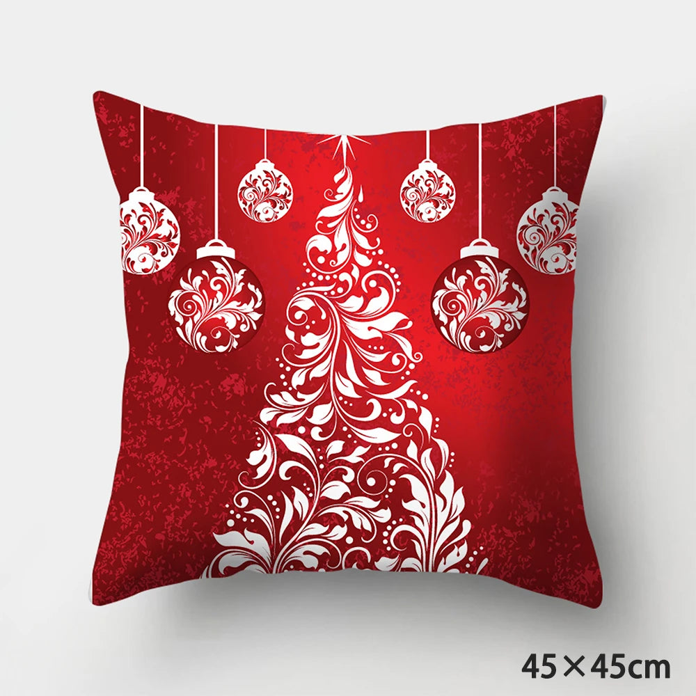 Housse de Coussin Boules et Sapin de Noël