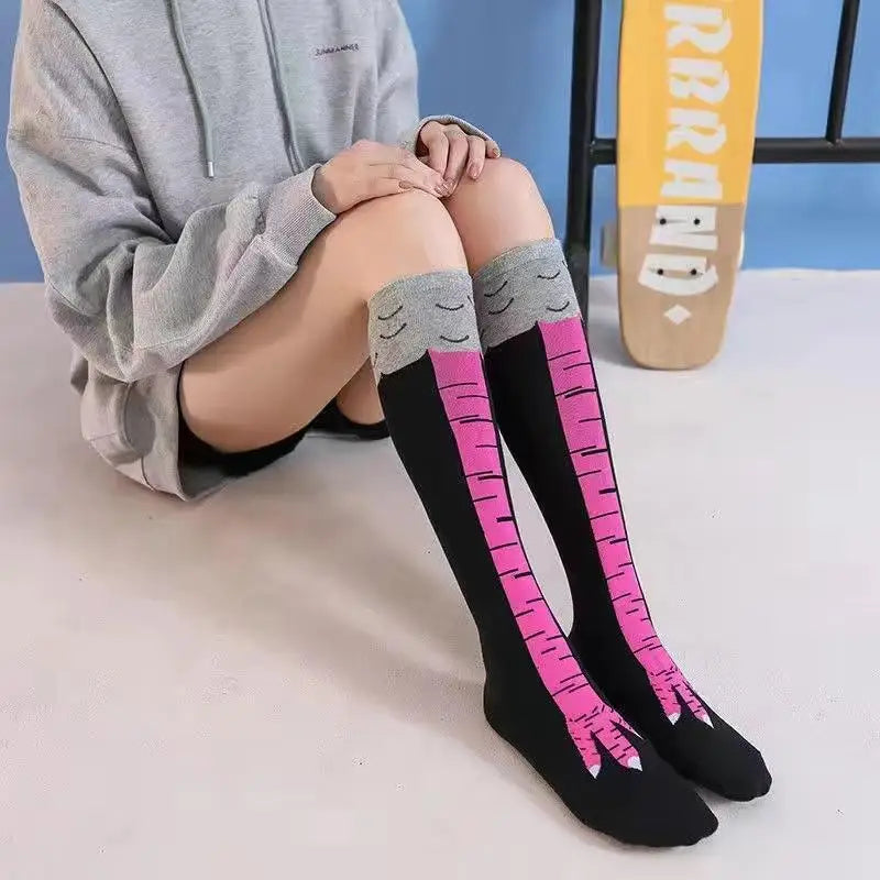 Chaussettes "Pattes de Poules" pour Femmes Noir et Rose