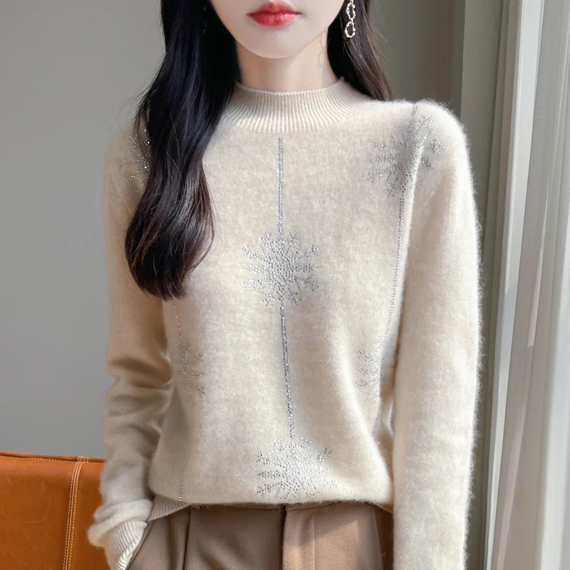 Pull de Noël en Laine pour Femme Motif Gros Flocon