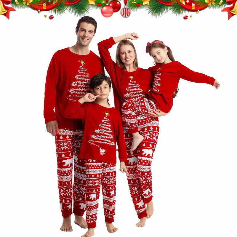 Ensemble Famille Pyjamas de Noël Rouge