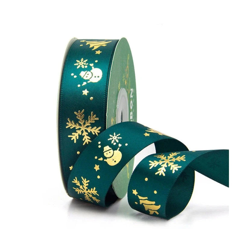 Ruban Vert Motif Noël largeur 2.5 cm longueur 5 m