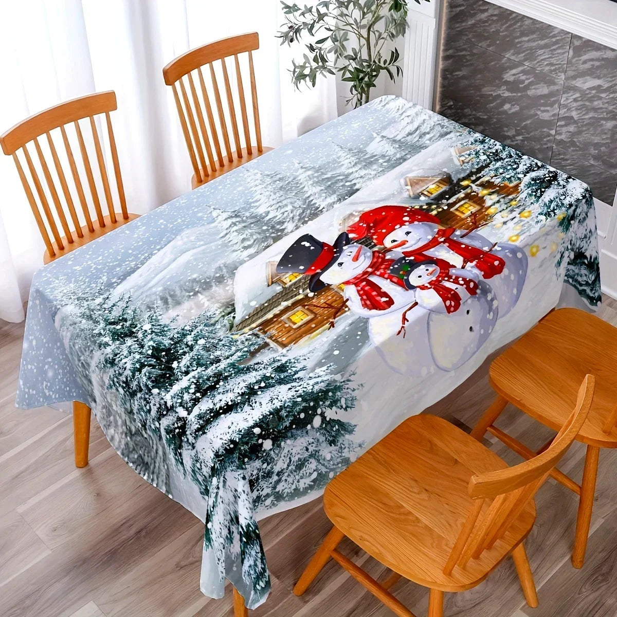 Nappe de Noël Rectangulaire Bonhomme de Neige