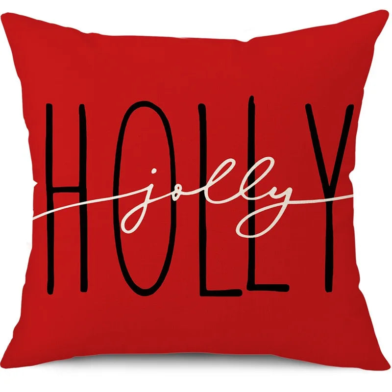 Housse de Coussin de Noël "Holly Jolly"