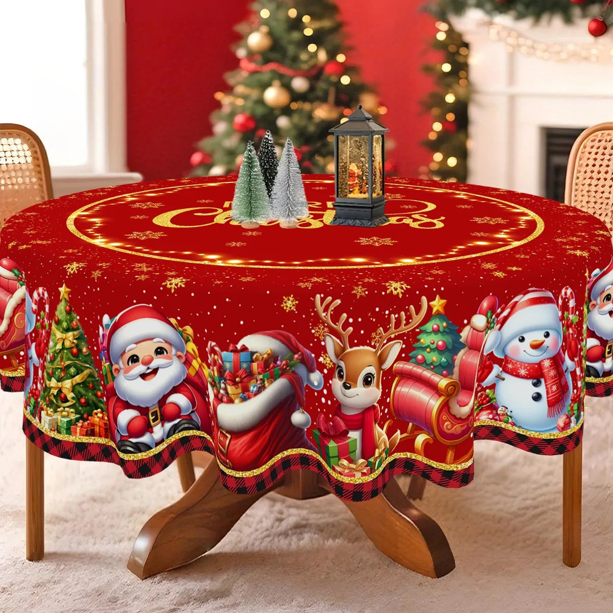 Nappe de Noël Ronde 150cm "Merry Christmas"