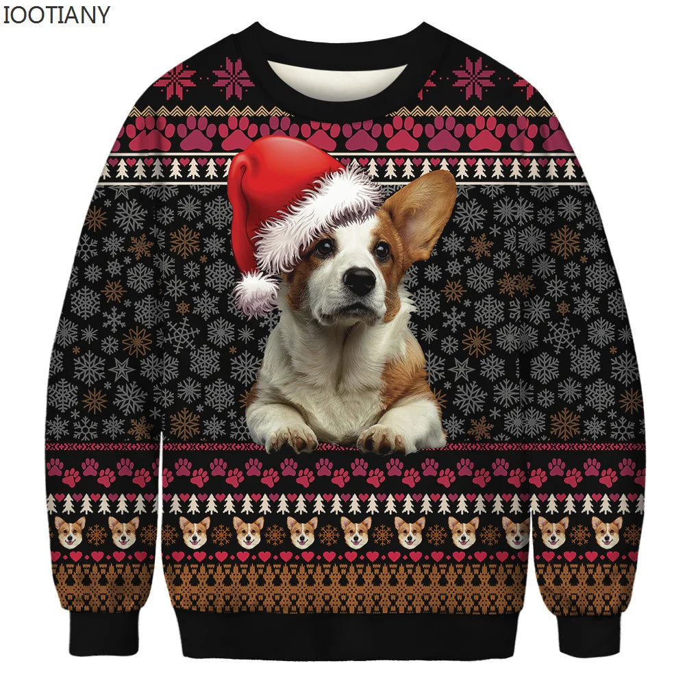 Pull de Noël Gentil Chien avec Bonnet de Père Noël