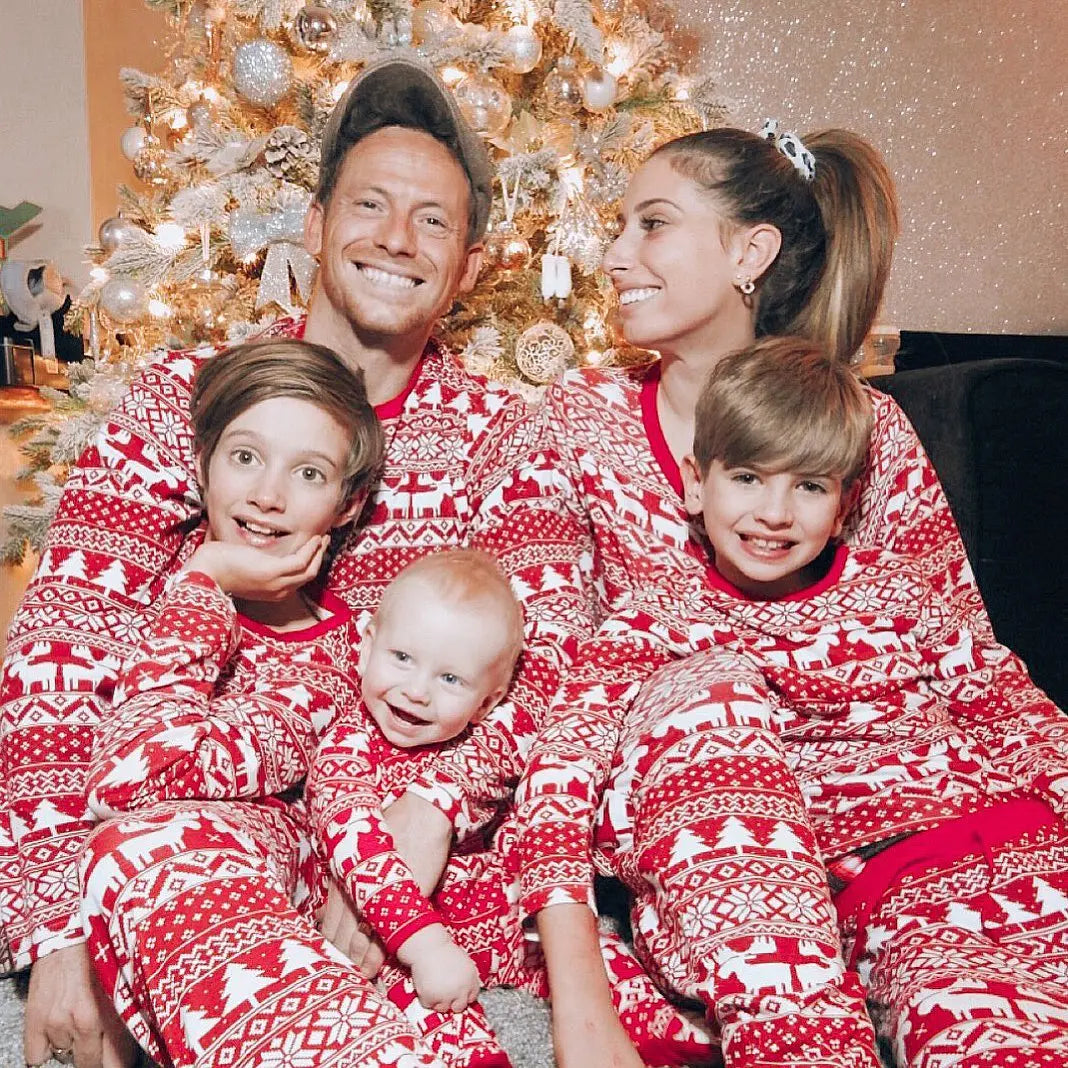 Pyjamas motif assorti Famille Rouge
